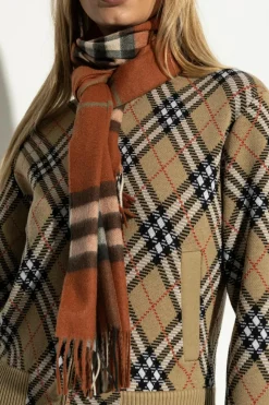 Burberry BRĄZOWY Kaszmirowy szal