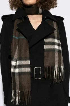 Burberry BRĄZOWY Kaszmirowy szal