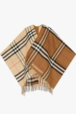Burberry BRĄZOWY Ponczo z wzorem w kratę