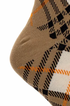 Burberry BRĄZOWY Skarpety ze wzorem w kratę