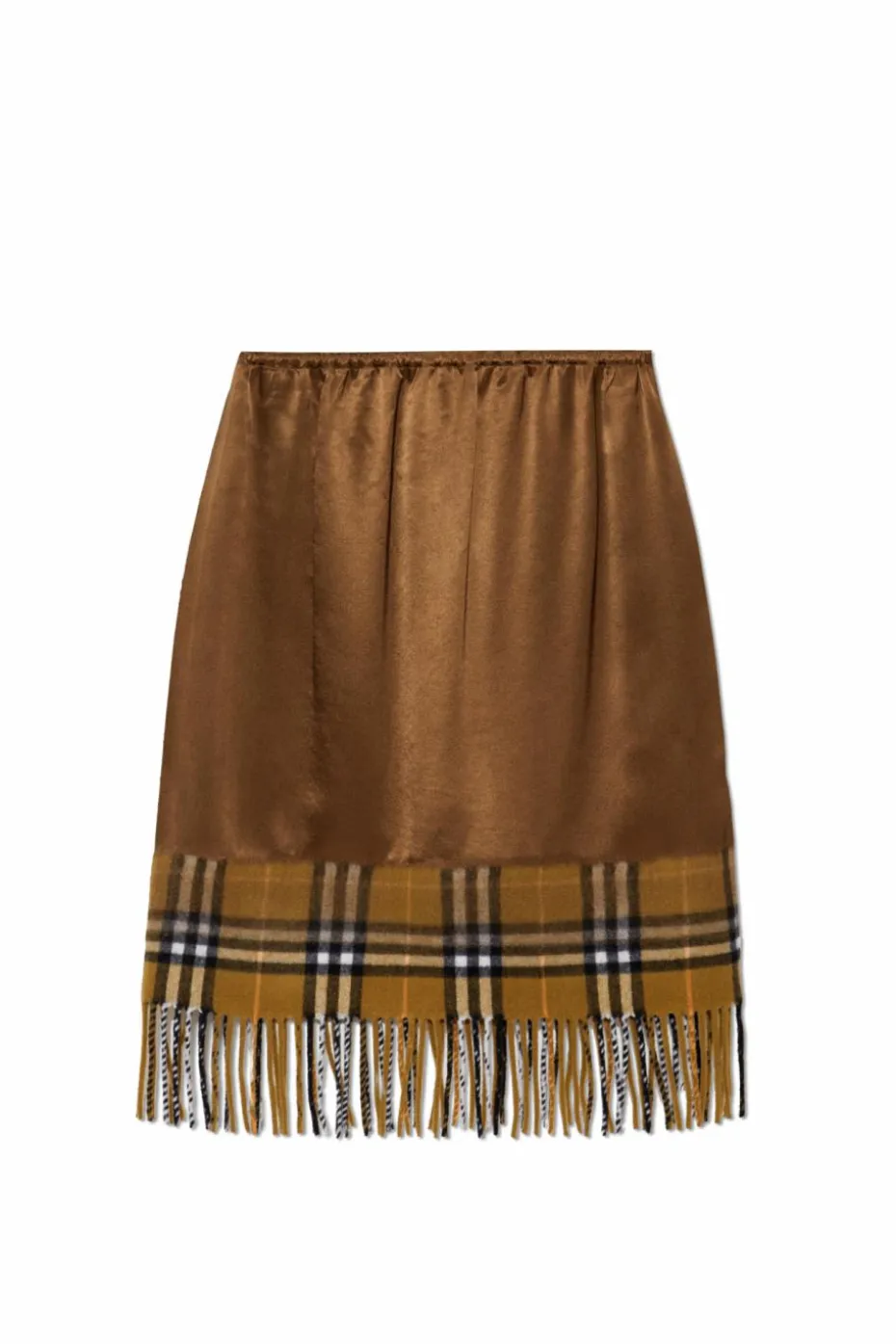 Burberry BRĄZOWY Spódnica zakończona frędzlami