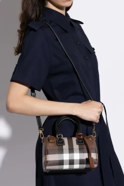 Burberry BRĄZOWY Torba do ręki `Bowling`