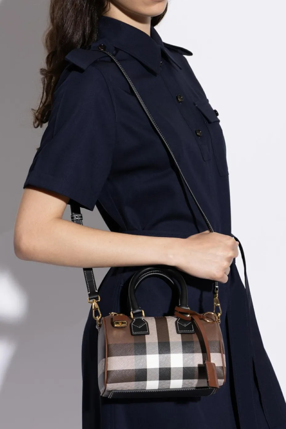 Burberry BRĄZOWY Torba do ręki `Bowling`