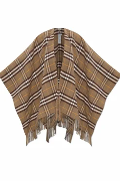 Burberry BRĄZOWY Wełniane ponczo