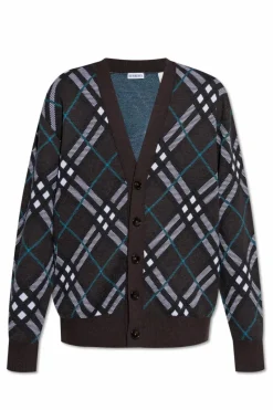 Burberry BRĄZOWY Wełniany kardigan