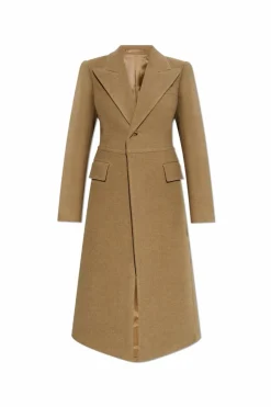 Burberry BRĄZOWY Wełniany płaszcz