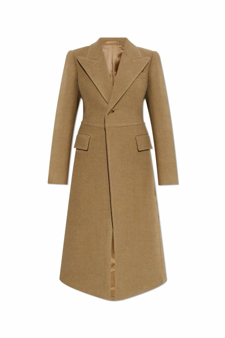 Burberry BRĄZOWY Wełniany płaszcz