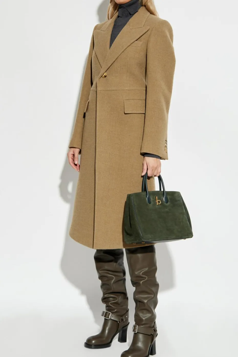 Burberry BRĄZOWY Wełniany płaszcz