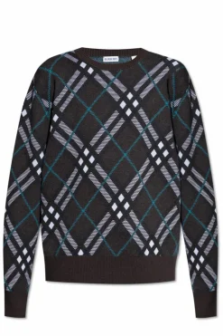 Burberry BRĄZOWY Wełniany sweter