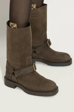 Burberry BRĄZOWY Zamszowe botki