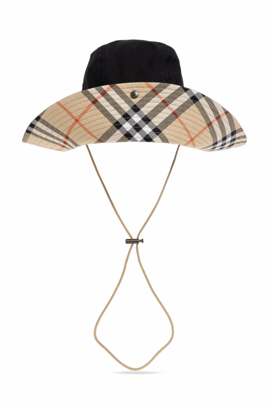Burberry CZARNY Bawełniany kapelusz z trokami