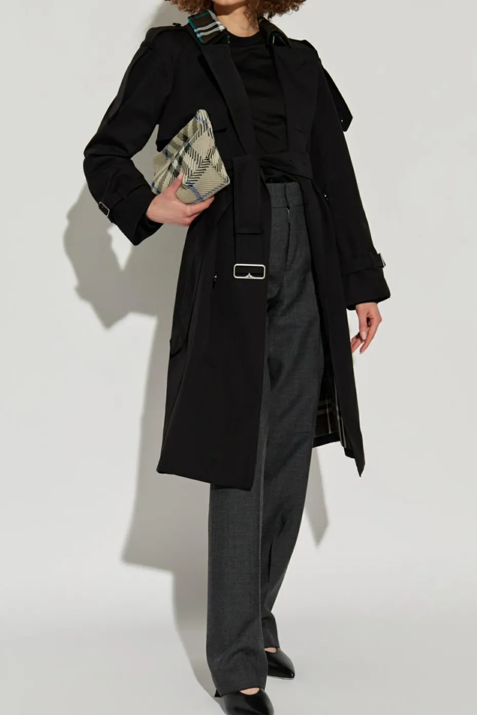 Burberry CZARNY Bawełniany trencz