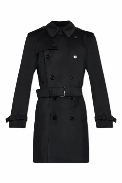 Burberry CZARNY Kaszmirowy trencz `Hastings`
