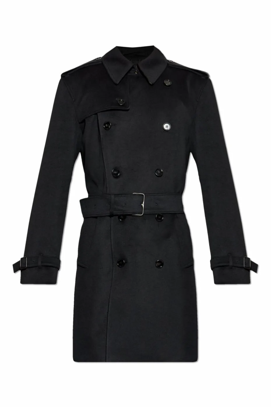 Burberry CZARNY Kaszmirowy trencz `Hastings`