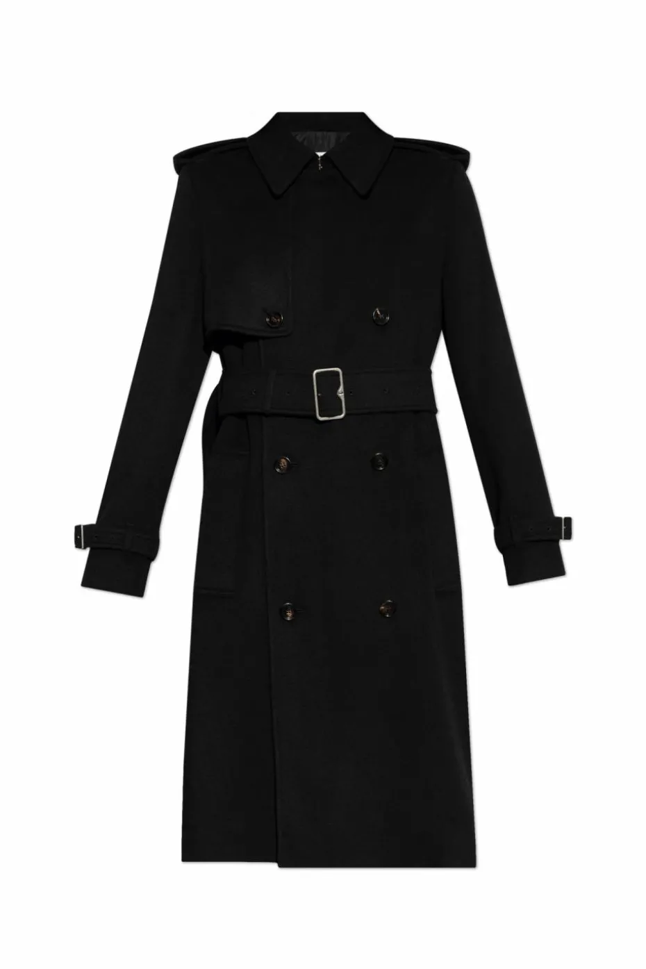 Burberry CZARNY Kaszmirowy płaszcz