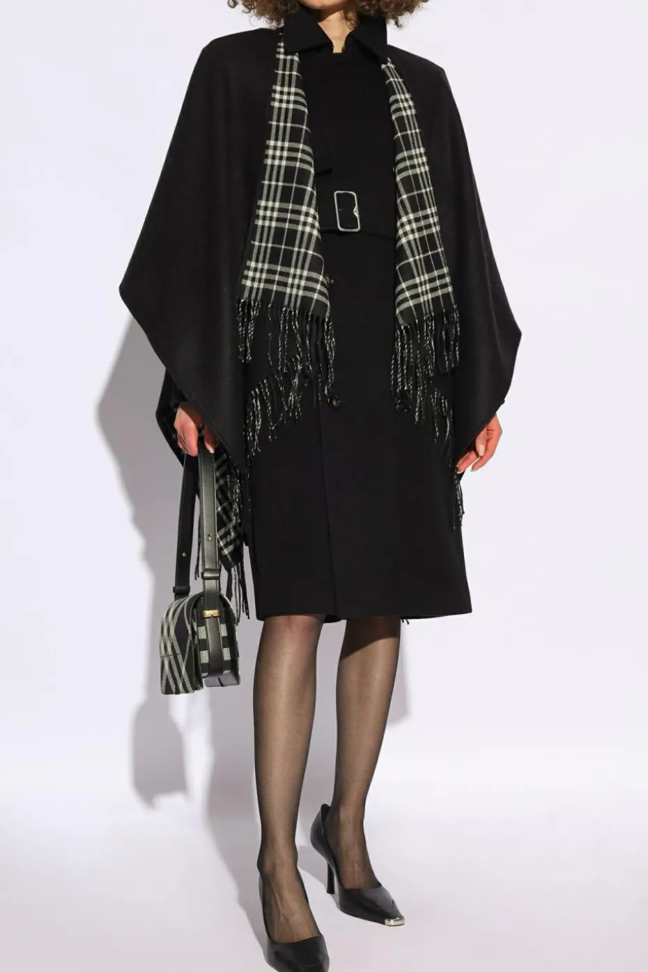 Burberry CZARNY Kaszmirowy płaszcz