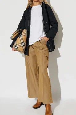 Burberry CZARNY Pikowana kurtka z kapturem