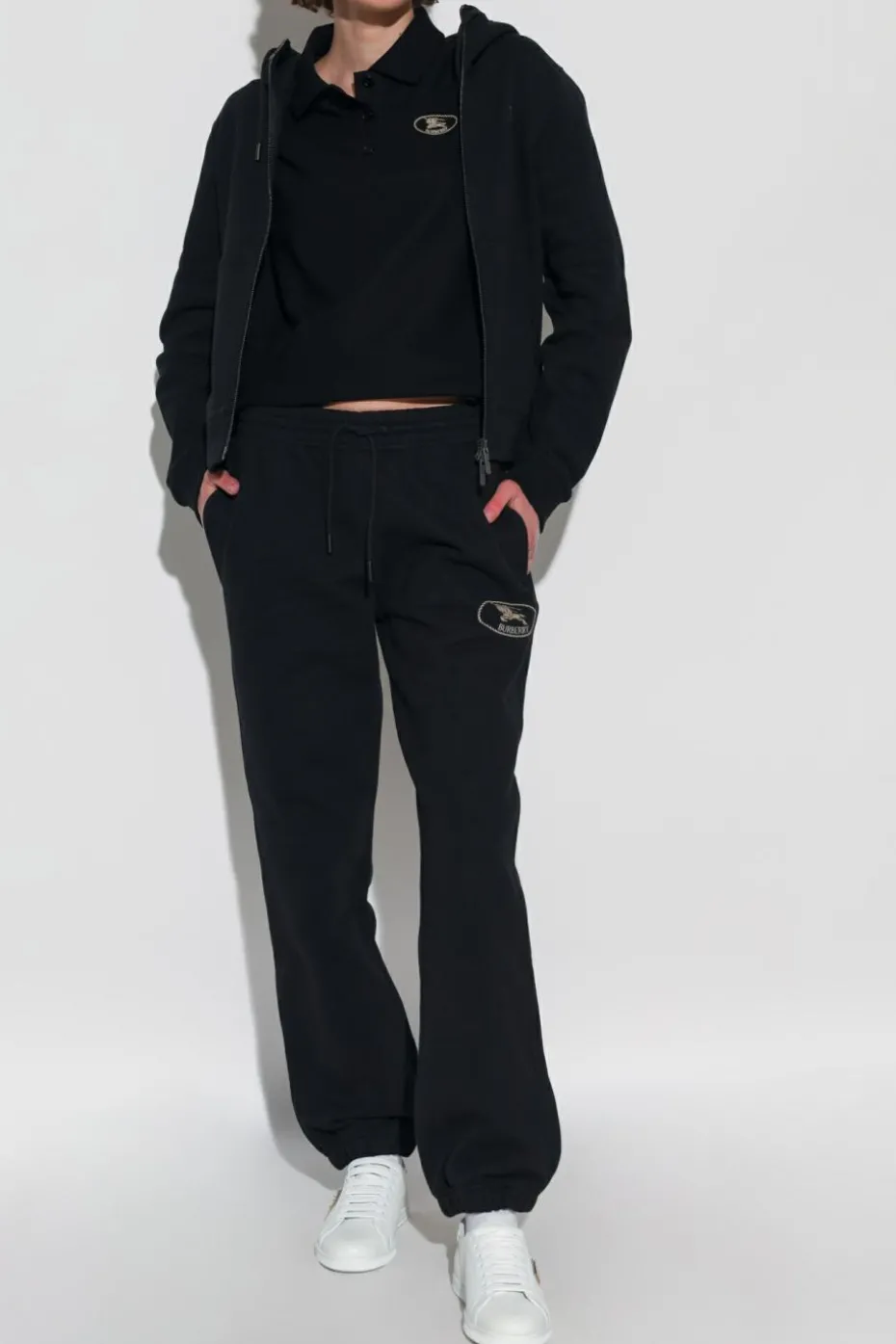 Burberry CZARNY Polo z logo