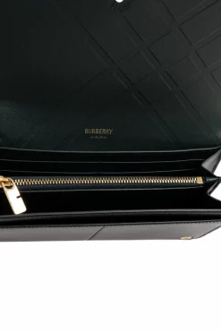 Burberry CZARNY Skórzany portfel z logo