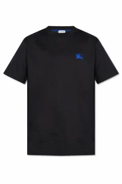 Burberry CZARNY T-shirt z haftem