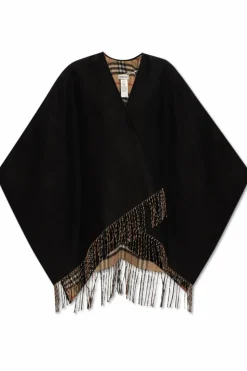 Burberry CZARNY Wełniane ponczo