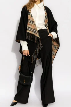 Burberry CZARNY Wełniane ponczo