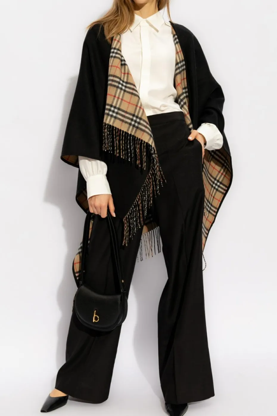 Burberry CZARNY Wełniane ponczo
