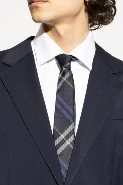 Burberry GRANATOWY Jedwabny krawat