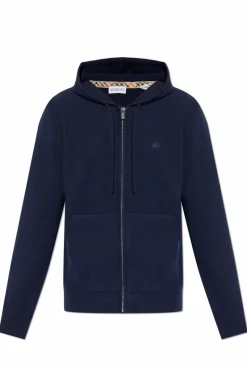 Burberry GRANATOWY Kaszmirowy kardigan z kapturem