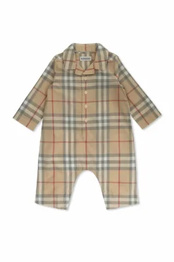 Burberry Kids beżowy Body ze wzorem w kratę