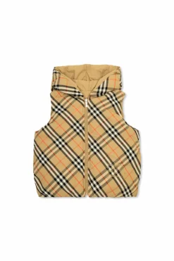 Burberry Kids beżowy Dwustronna kamizelka z kapturem