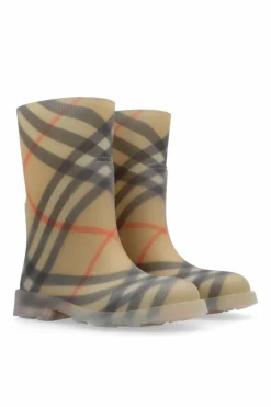 Burberry Kids beżowy Kalosze ze wzorem w kratę