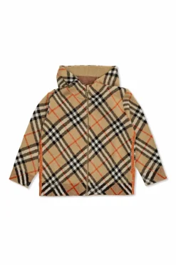 Burberry Kids beżowy Kardigan z kapturem