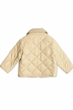 Burberry Kids beżowy Pikowana kurtka ze sztruksowym kołnierzem