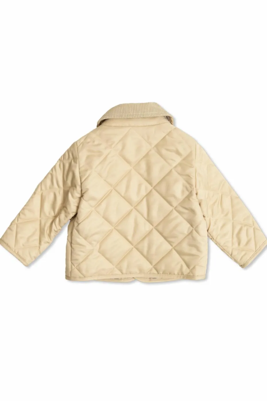 Burberry Kids beżowy Pikowana kurtka ze sztruksowym kołnierzem