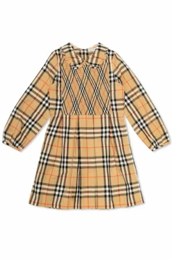 Burberry Kids beżowy Sukienka ze wzorem w kratę