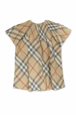 Burberry Kids beżowy Sukienka ze wzorem w kratę