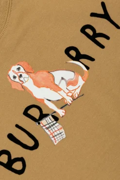 Burberry Kids beżowy T-shirt z kolorowym nadrukiem