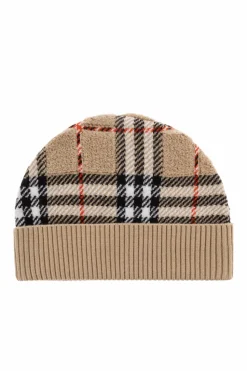 Burberry Kids beżowy Wełniana czapka