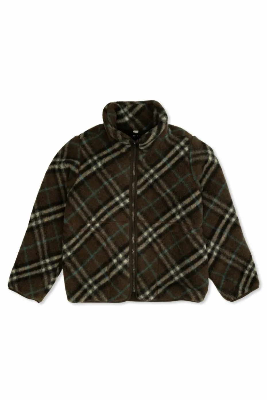 Burberry Kids ZIELONY Ocieplany polar ze wzorem w kratę