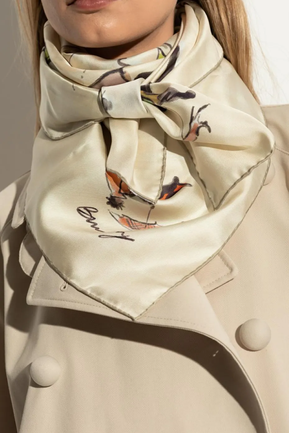 Burberry kremowy Jedwabna chusta