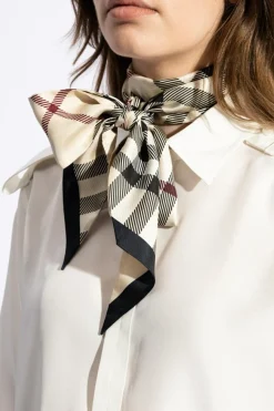 Burberry kremowy Jedwabna apaszka