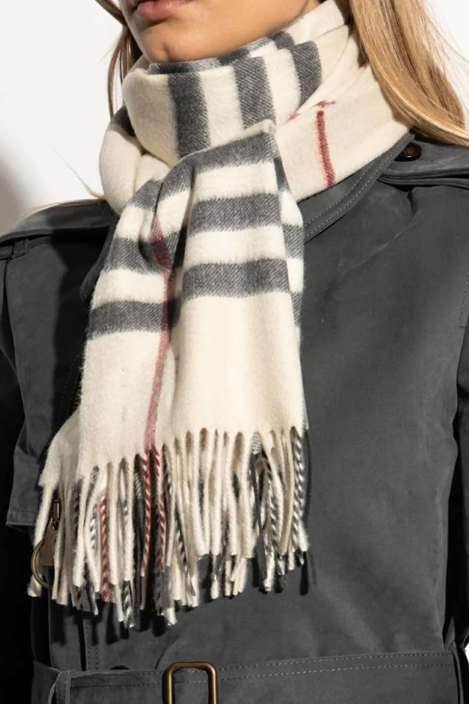 Burberry kremowy Kaszmirowy szal