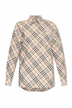 Burberry kremowy Koszula w kratę