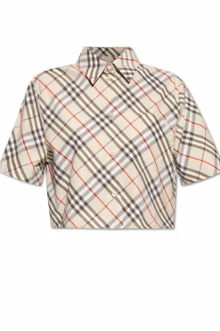 Burberry kremowy Krótka koszula w kratę