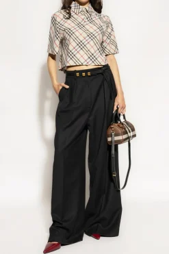 Burberry kremowy Krótka koszula w kratę