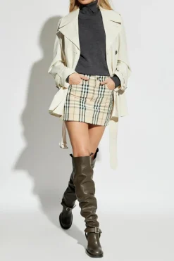 Burberry kremowy Krótki trencz