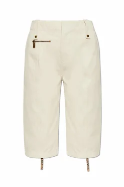 Burberry kremowy Spodnie z zamkami w nogawkach