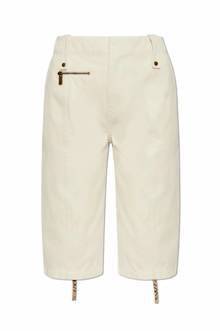 Burberry kremowy Spodnie z zamkami w nogawkach