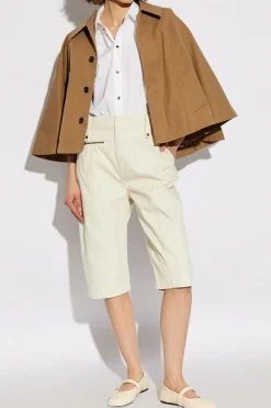 Burberry kremowy Spodnie z zamkami w nogawkach